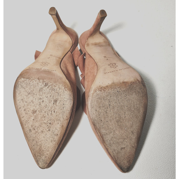 Women's Loeffler Randall Langley Ruffle Slide Heels Dusty Rose Suede 7 - Picture 8 of 10